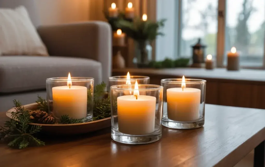 Illuminating votive candles creating a warm and cozy atmosphere